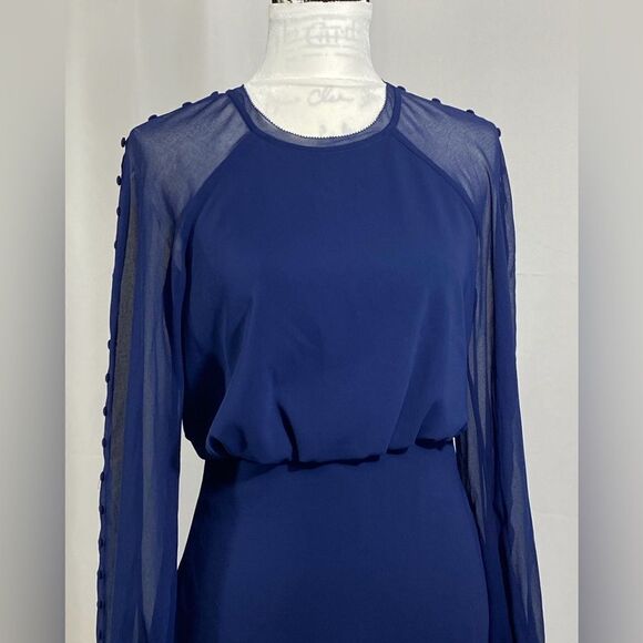 Badgley Mischka Blouson Button-Sleeve Dress size 4 - Picture 10 of 13